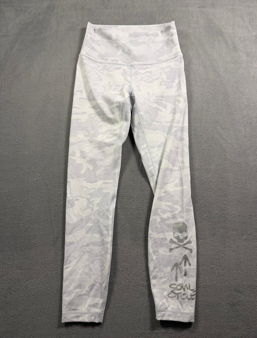 Lululemon SoulCycle Wunder Under Leggings 6 Incognito Camo White Skull High Rise